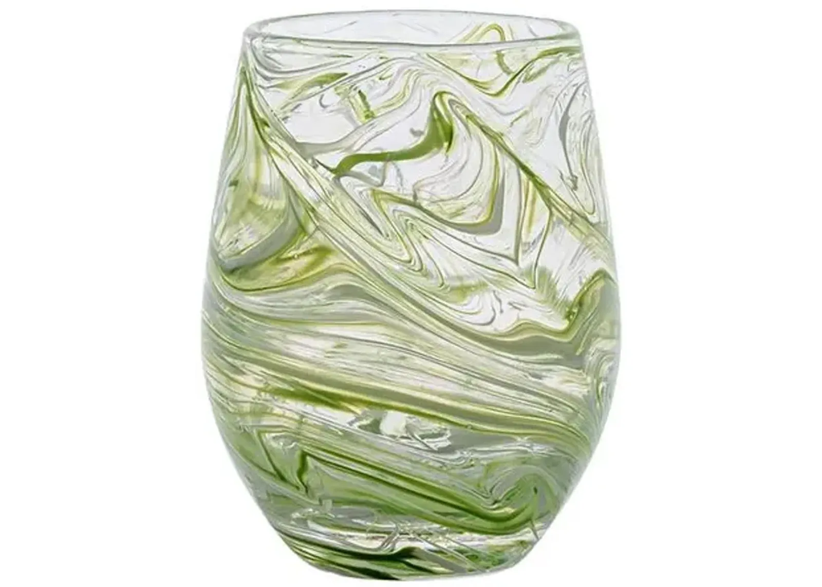 Puro Marbled Stemless Wine Glass - Juliska - Green