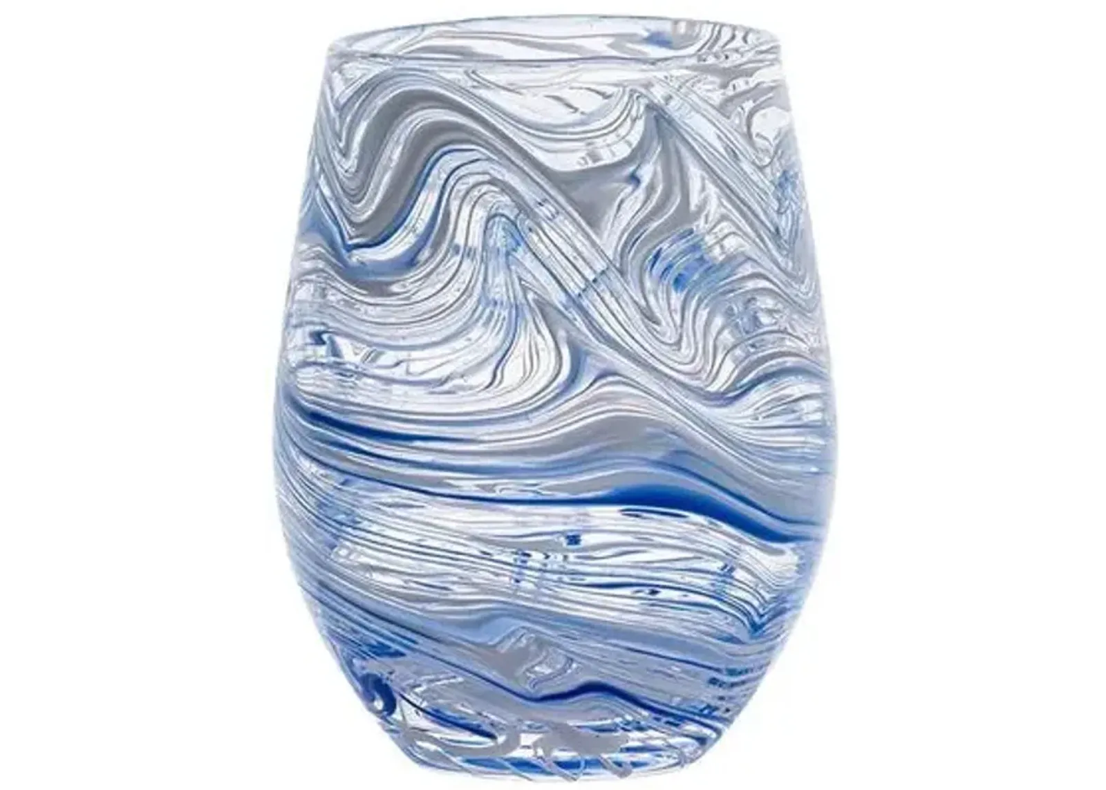 Puro Marbled Stemless Wine Glass - Juliska - Blue