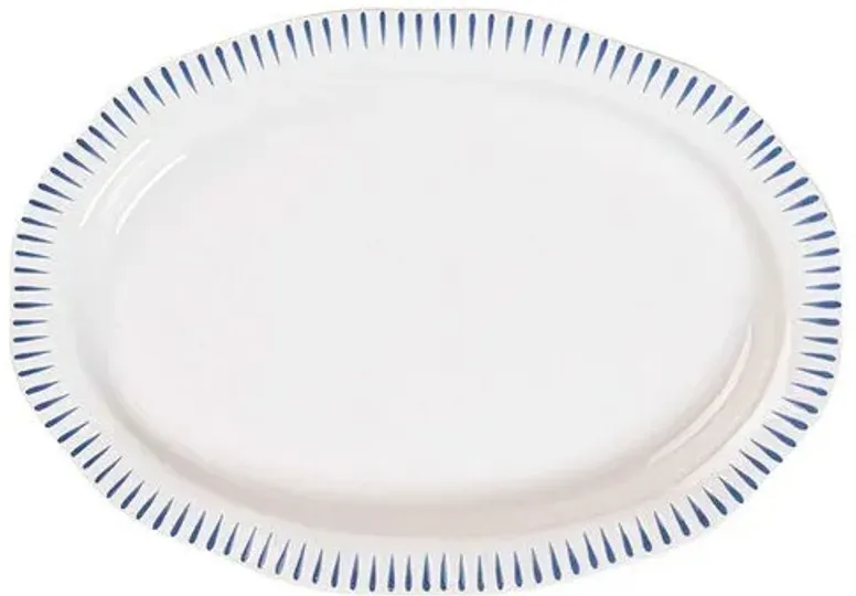 Sitio Stripe 17" Platter - Delft Blue - Juliska - White