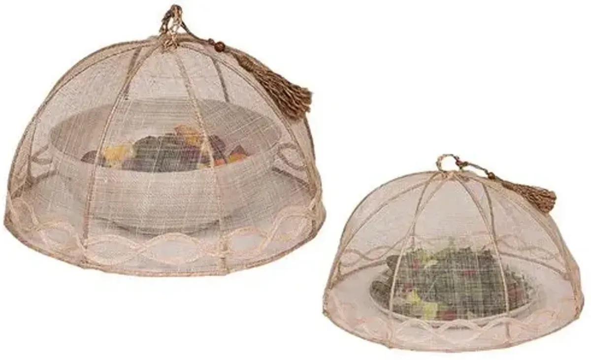 Set of 2 Tuileries Garden Mesh Round Food Covers - Natural - Juliska - Brown