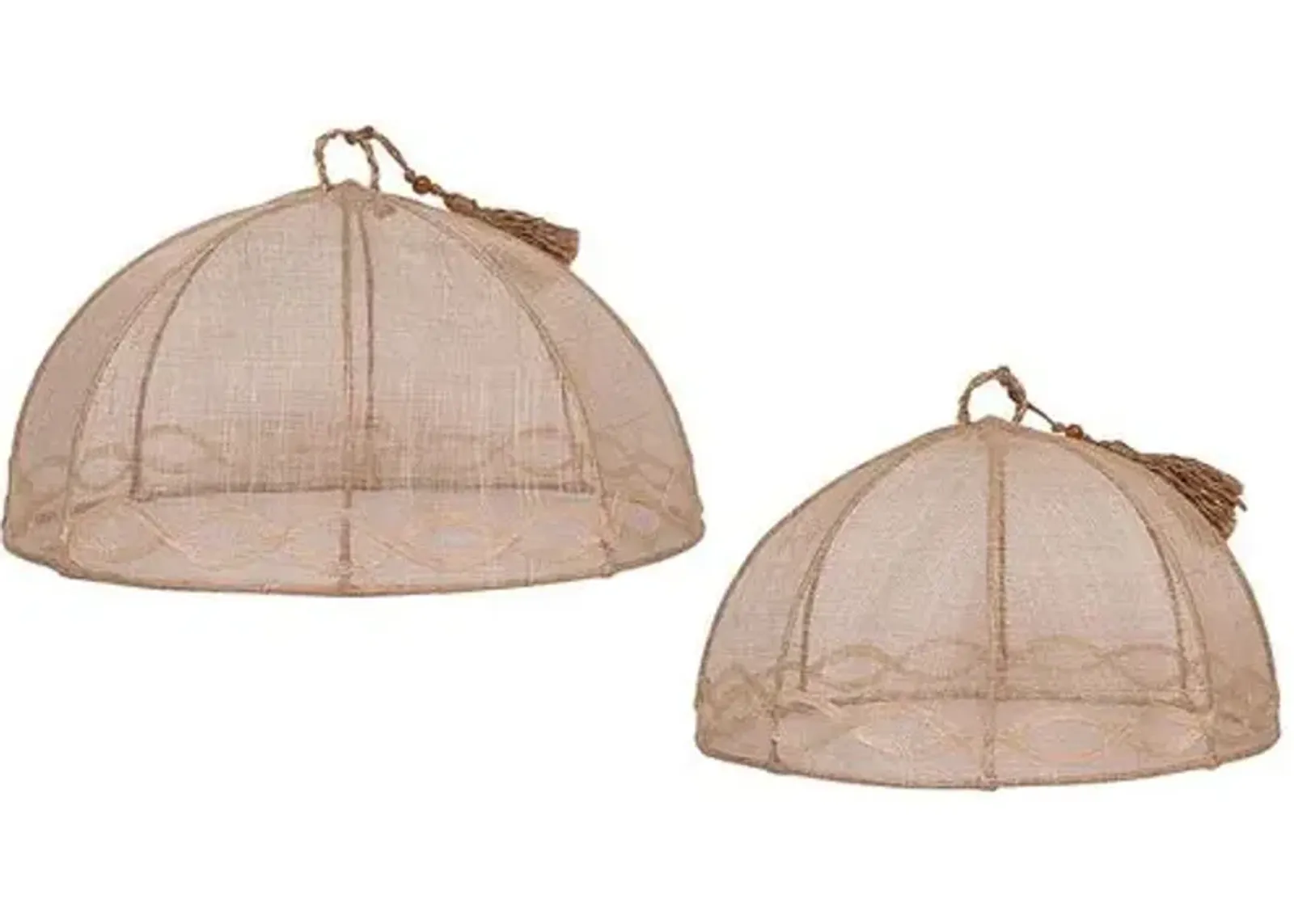 Set of 2 Tuileries Garden Mesh Round Food Covers - Natural - Juliska - Brown