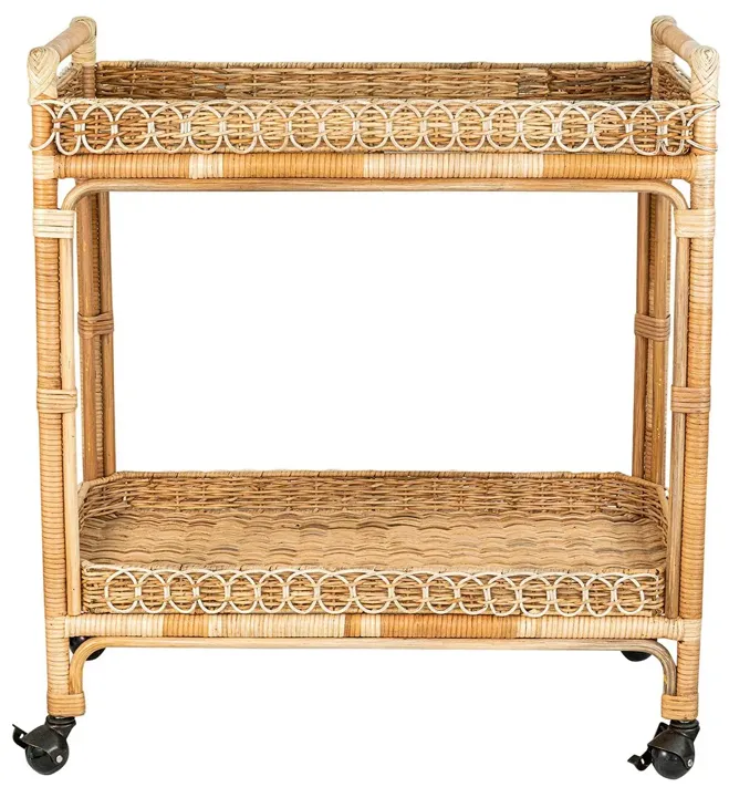 Provence Rattan Bar Cart, Whitewash
