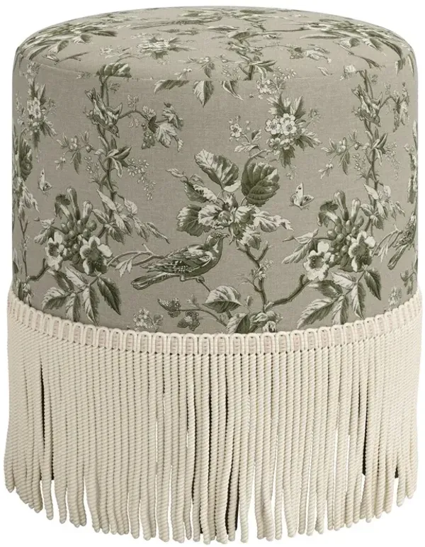 Ann Fringe Ottoman, Michigan Bird Toile