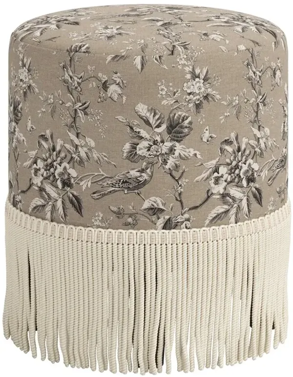 Ann Fringe Ottoman, Michigan Bird Toile