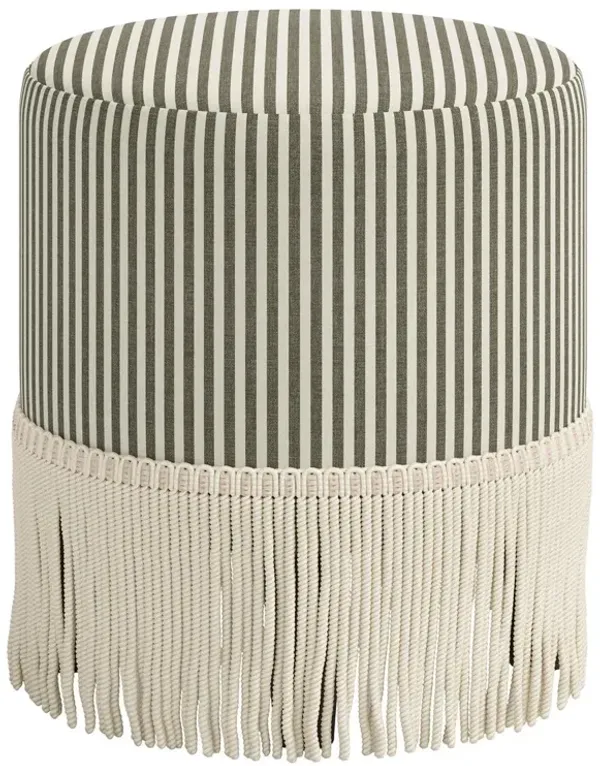 Ann Fringe Ottoman, Jane Stripe