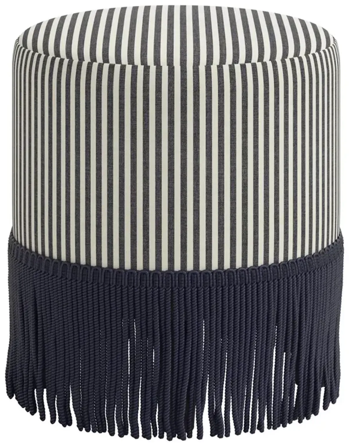 Ann Fringe Ottoman, Jane Stripe