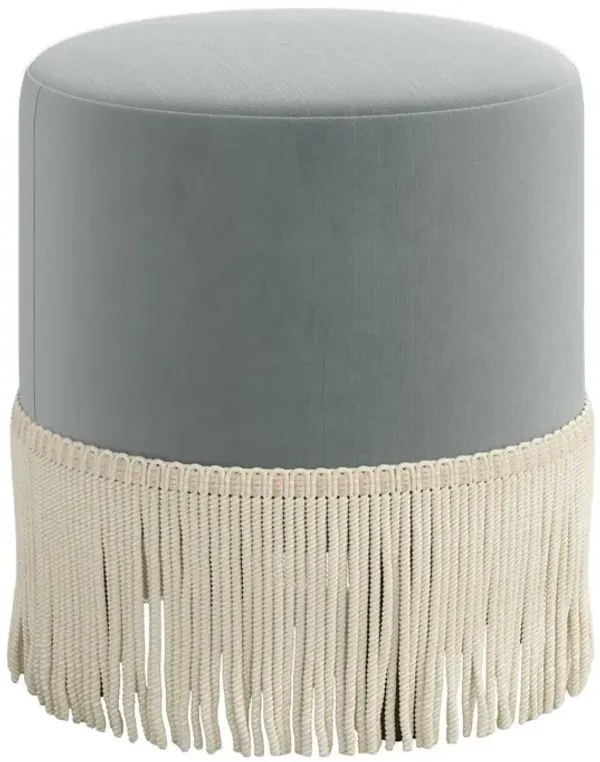 Ann Fringe Ottoman, Performance Velvet