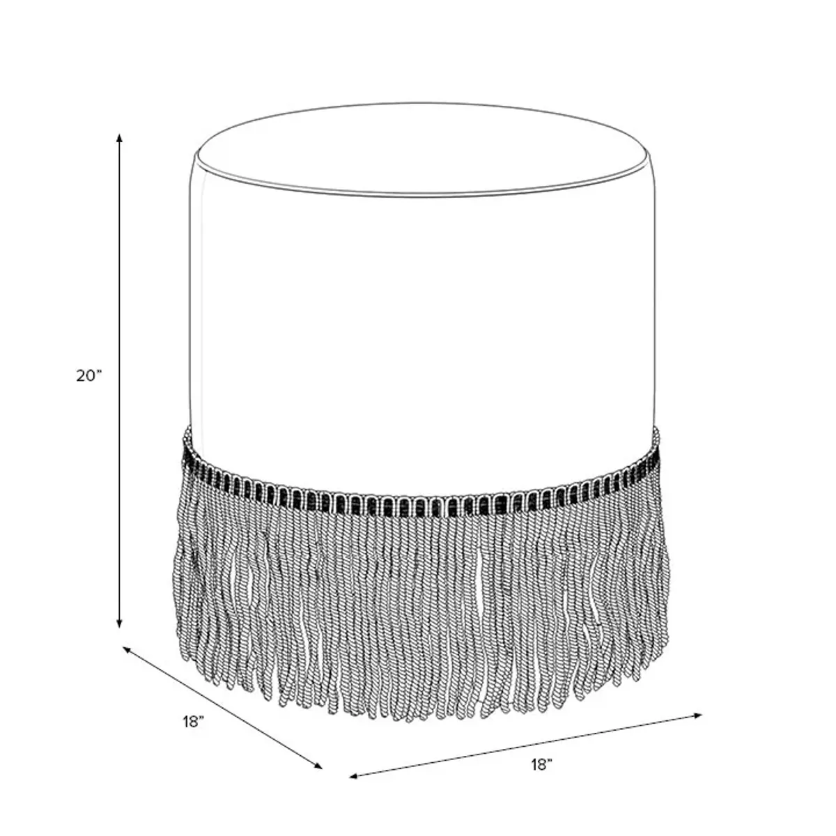 Ann Fringe Ottoman, Performance Velvet