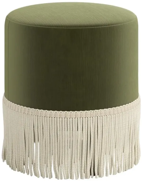 Ann Fringe Ottoman, Performance Velvet