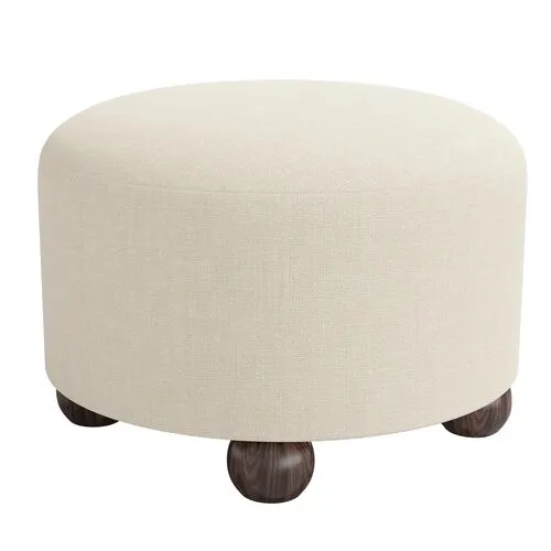 Brooke Ottoman - Linen - Ivory