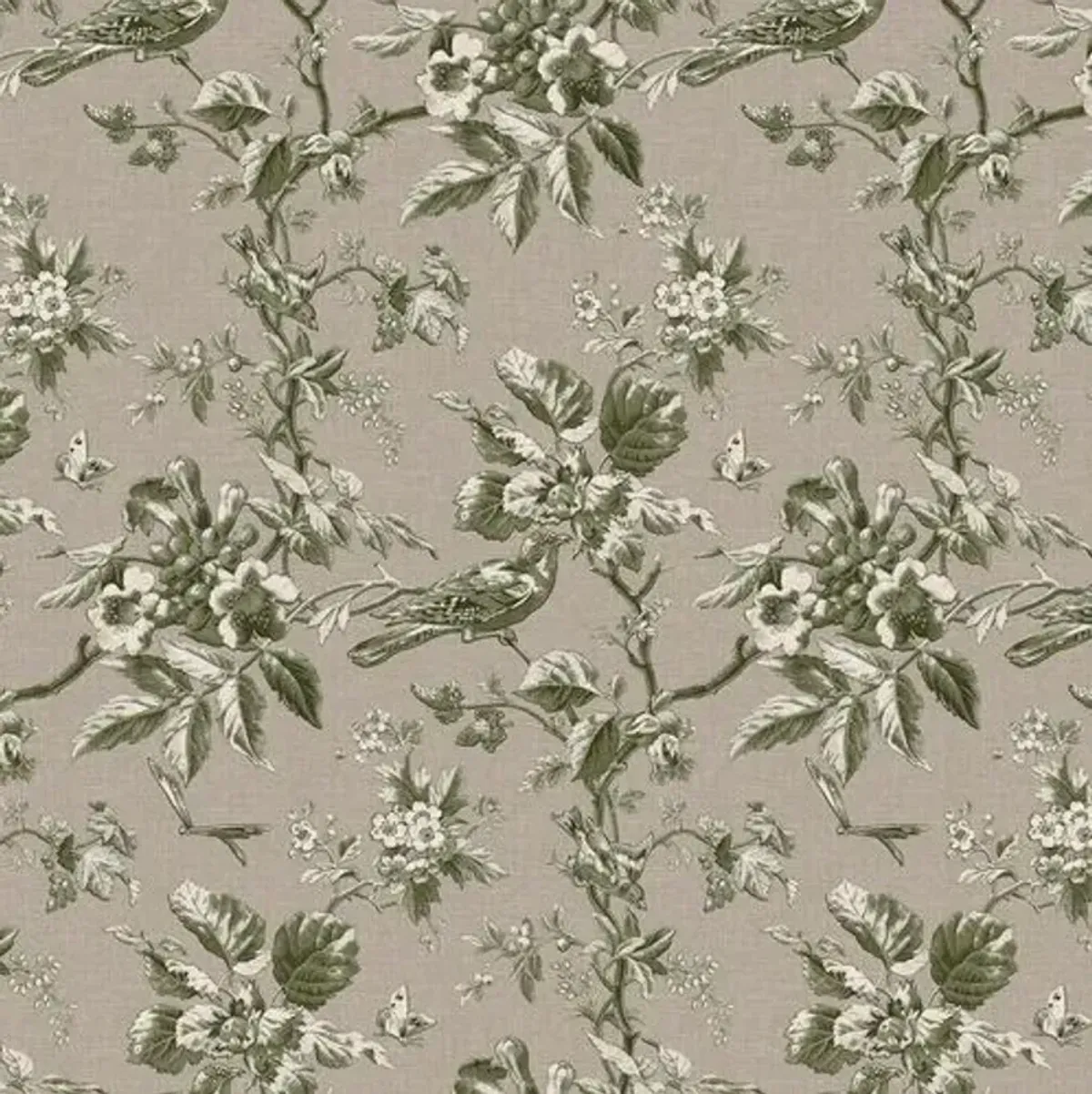 Brooke Ottoman - Michigan Bird Toile - Green