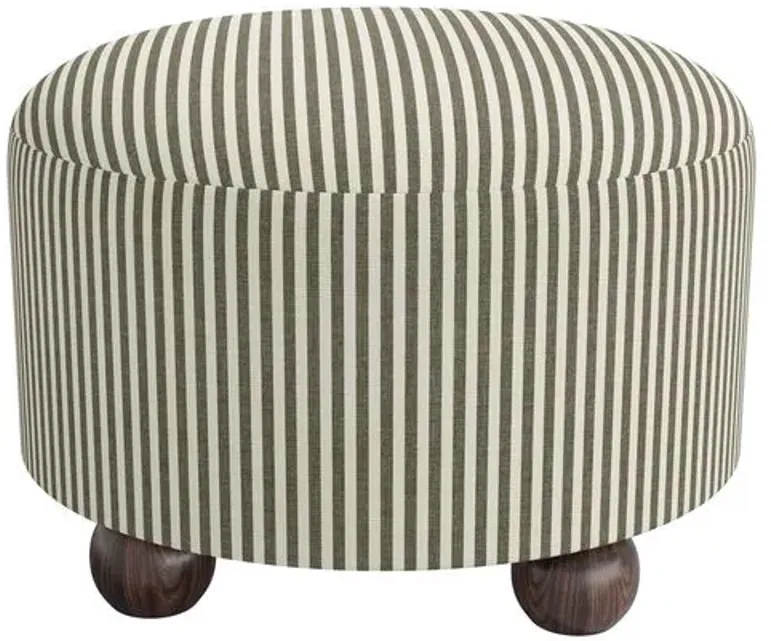 Brooke Ottoman - Jane Stripe - Green