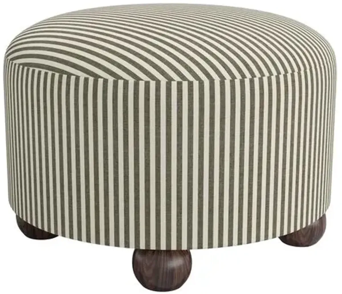 Brooke Ottoman - Jane Stripe - Green