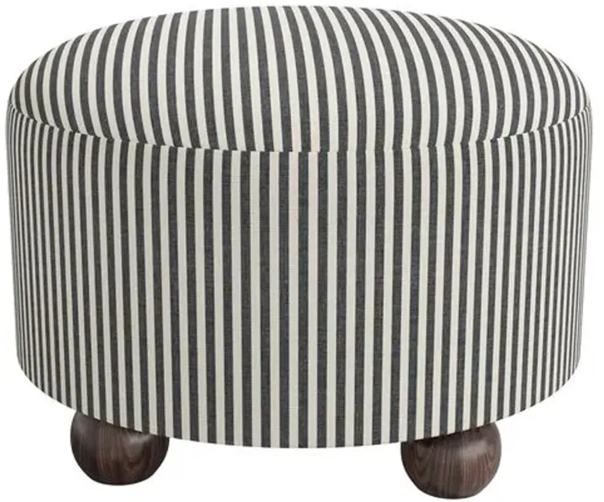 Brooke Ottoman - Jane Stripe - Gray