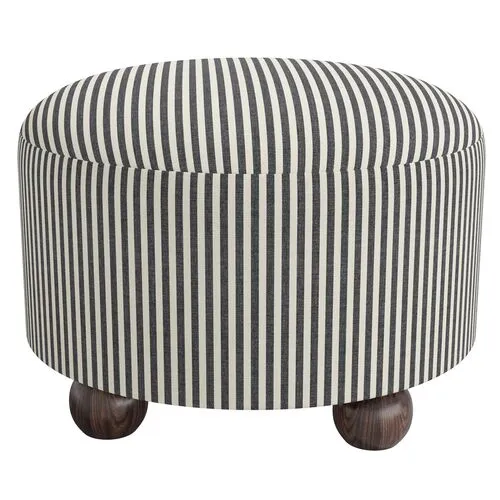 Brooke Ottoman - Jane Stripe - Gray