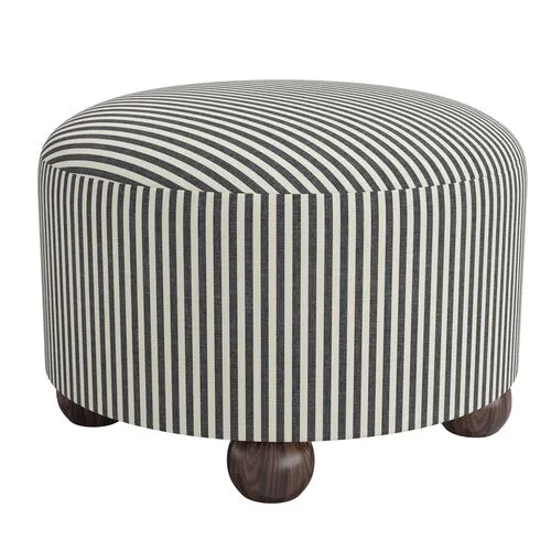 Brooke Ottoman - Jane Stripe - Gray