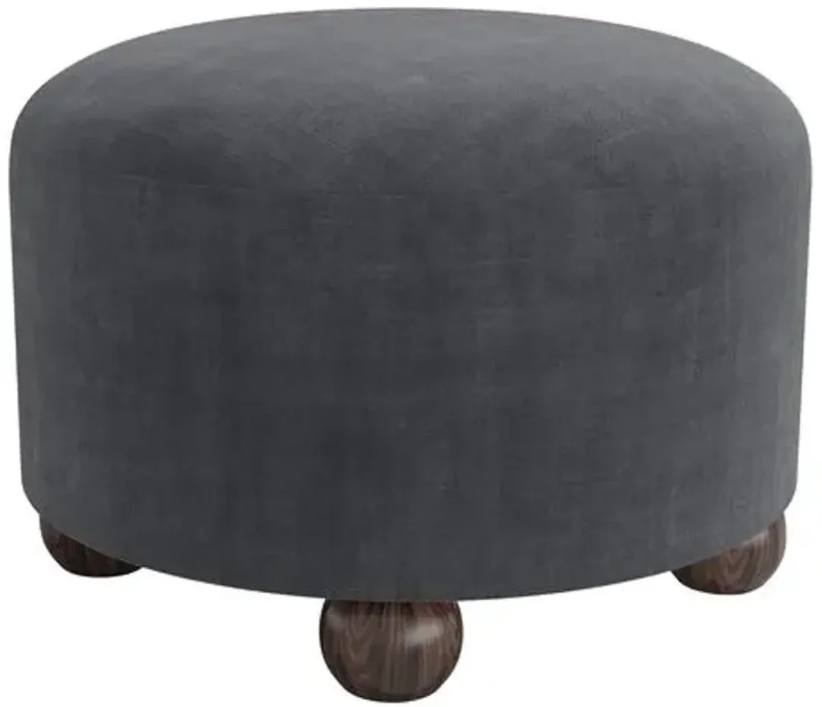 Brooke Ottoman - Velvet - Gray