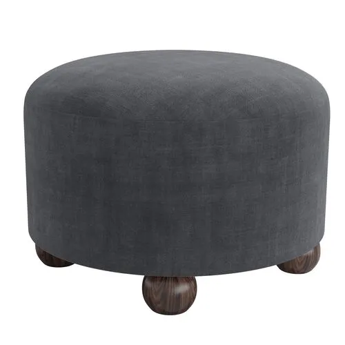 Brooke Ottoman - Velvet - Gray