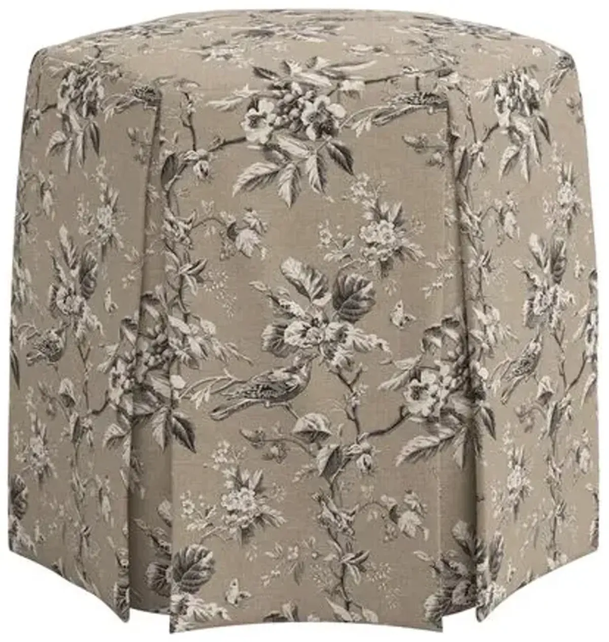 Jessie Ottoman - Michigan Bird Toile - Beige