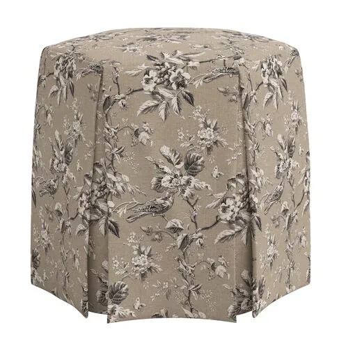 Jessie Ottoman - Michigan Bird Toile - Beige