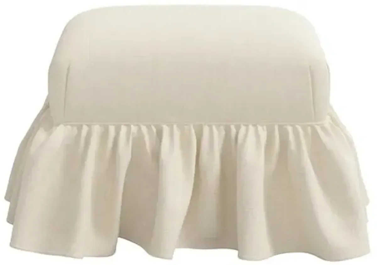 June Ottoman - Linen - Ivory