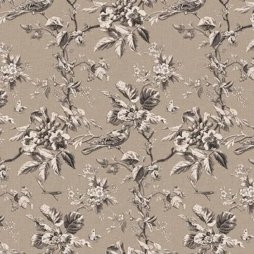 June Ottoman - Michigan Bird Toile - Brown