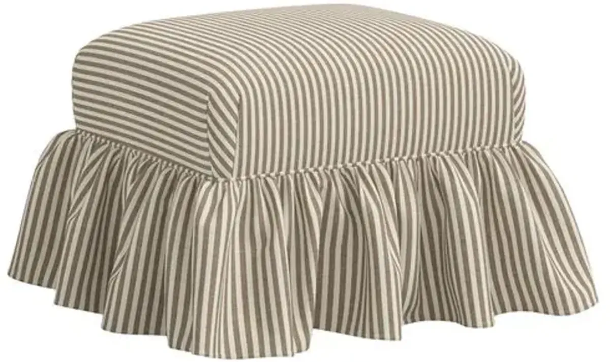 June Ottoman - Jane Stripe - Brown