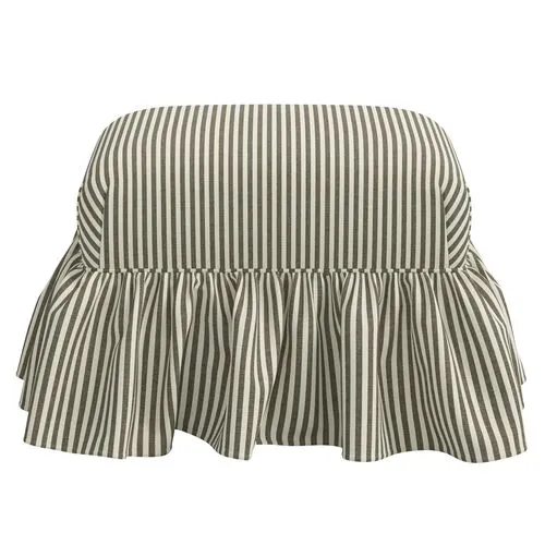 June Ottoman - Jane Stripe - Green