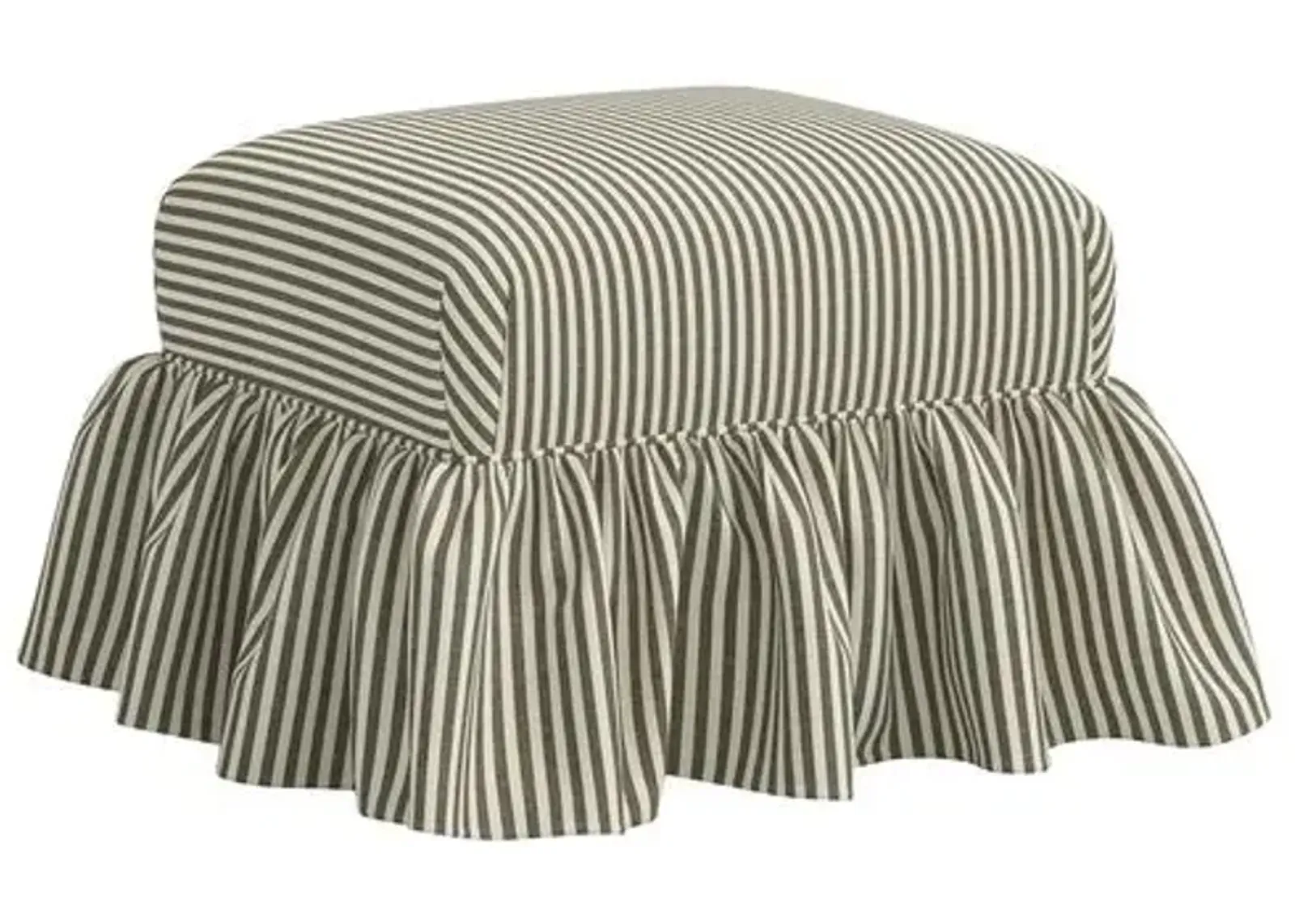 June Ottoman - Jane Stripe - Green