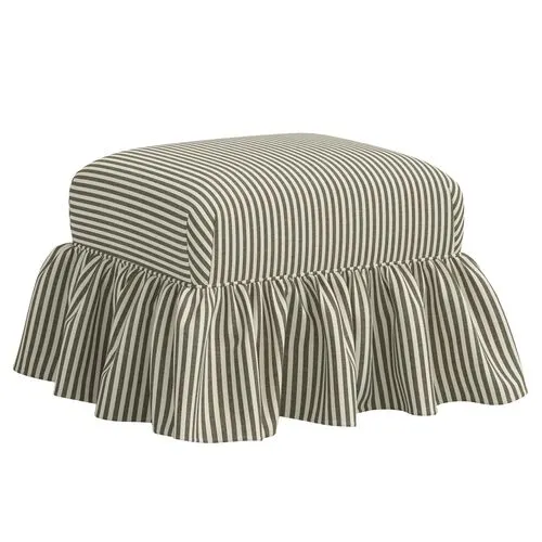 June Ottoman - Jane Stripe - Green