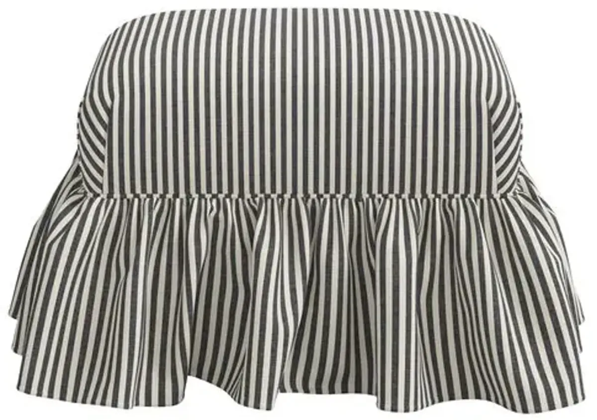 June Ottoman - Jane Stripe - Gray