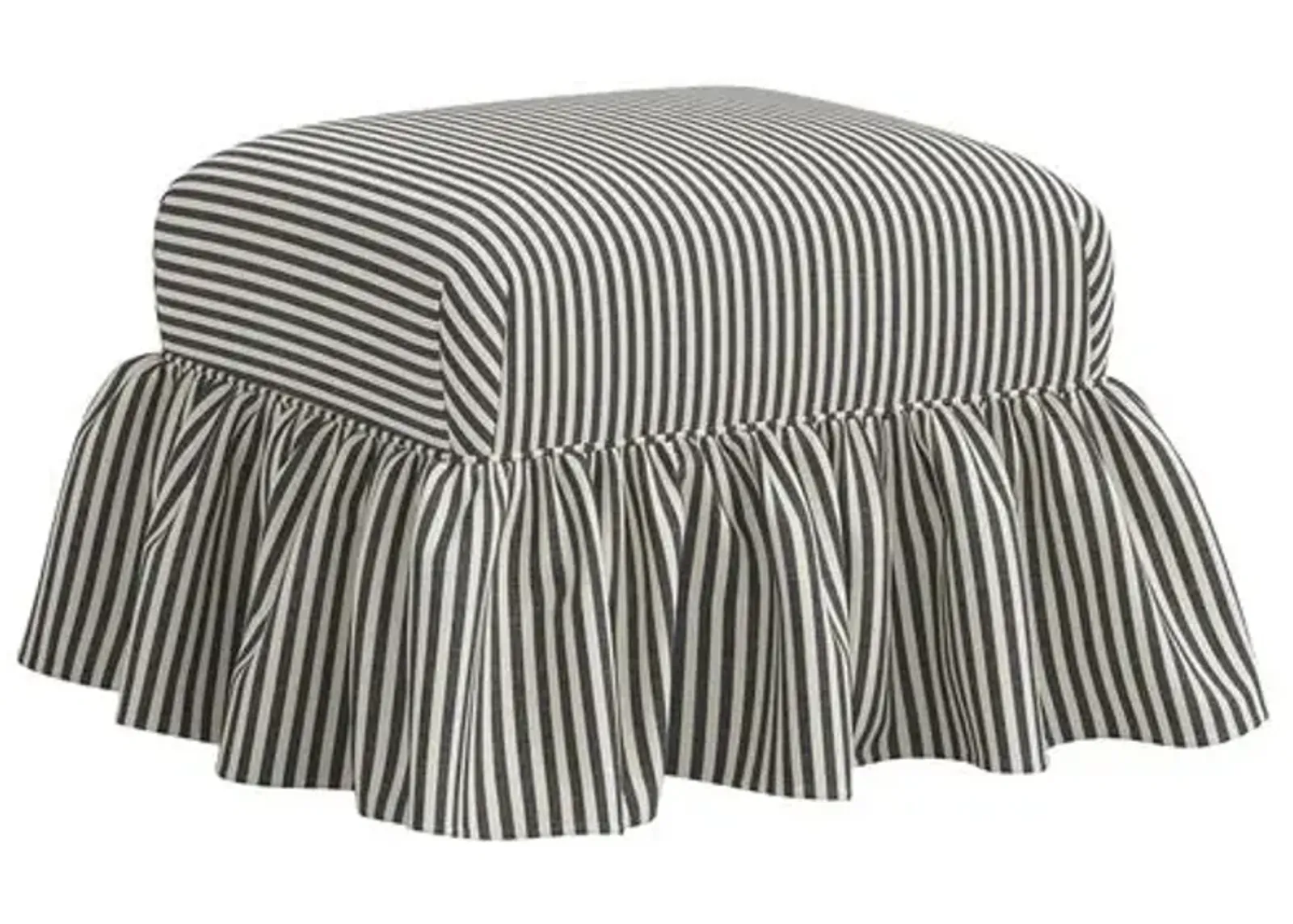 June Ottoman - Jane Stripe - Gray