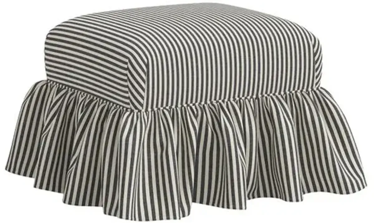 June Ottoman - Jane Stripe - Gray