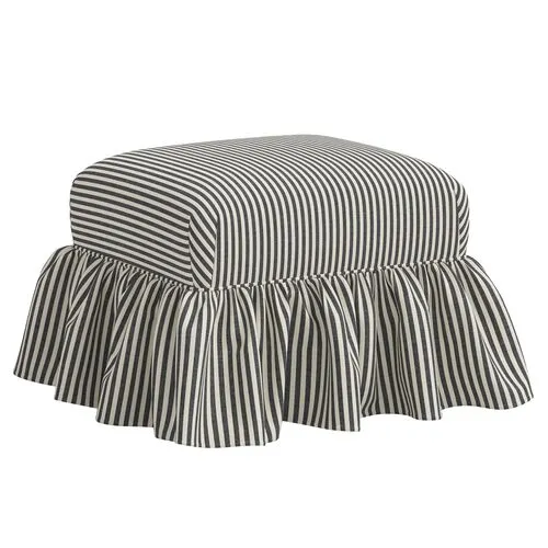 June Ottoman - Jane Stripe - Gray