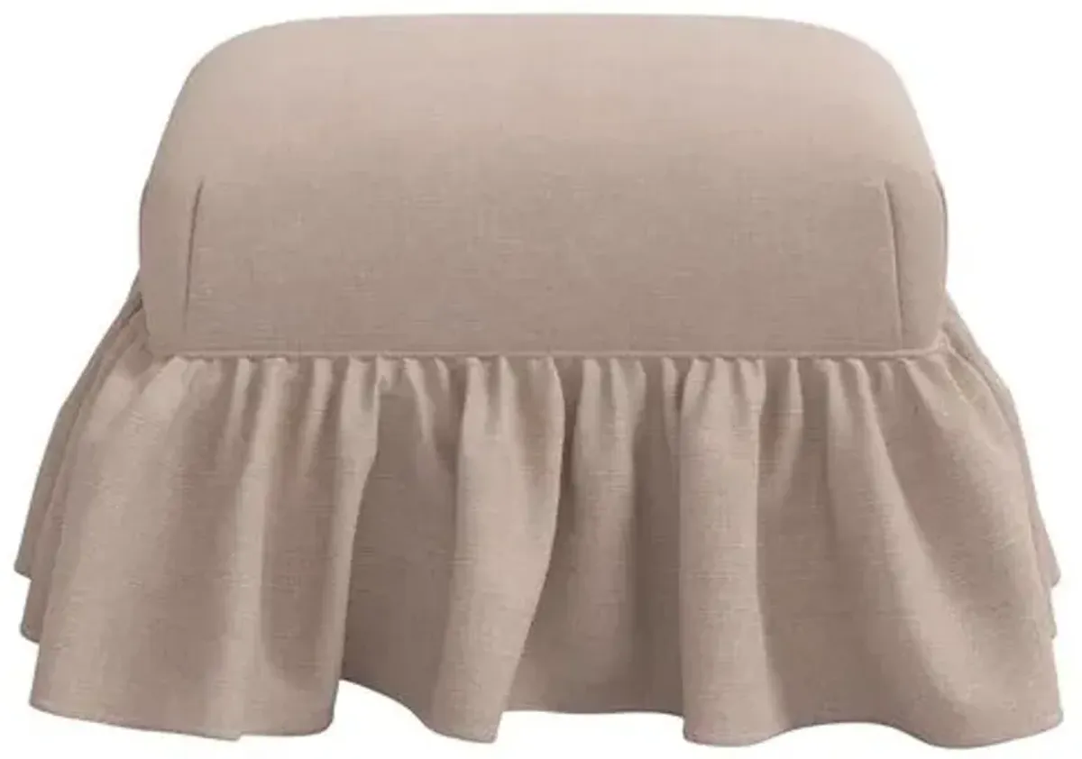 June Ottoman - Linen - Gray