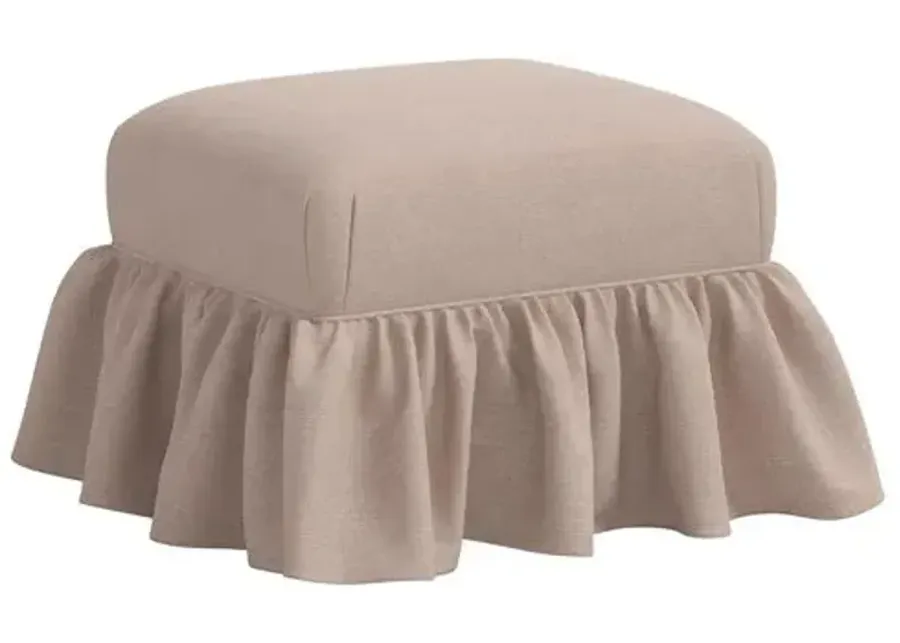 June Ottoman - Linen - Gray