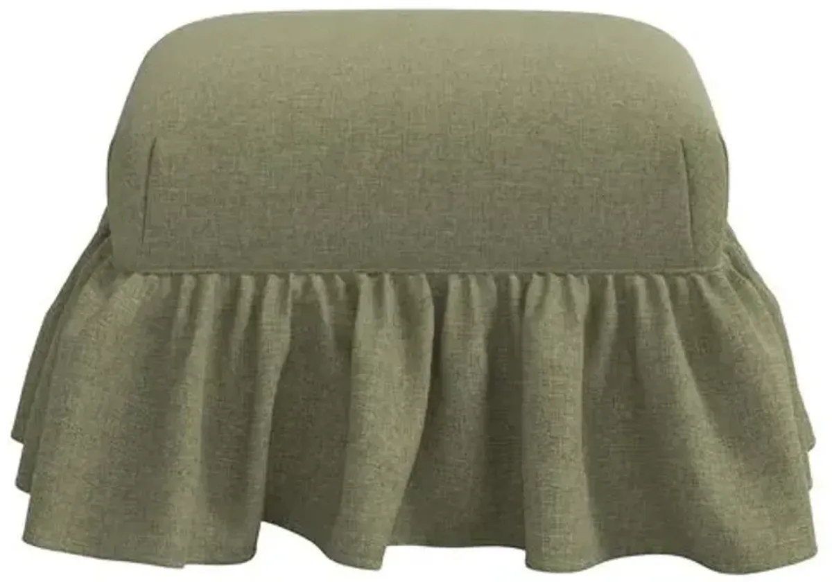 June Ottoman - Linen - Green