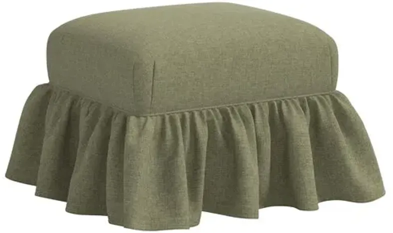 June Ottoman - Linen - Green