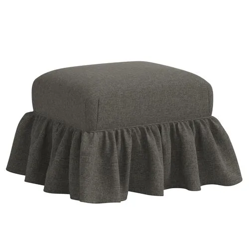 June Ottoman - Linen - Gray