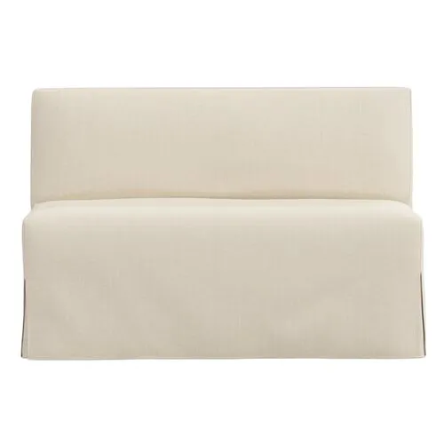 Lindy Slipcover Dining Banquette - Linen - Ivory