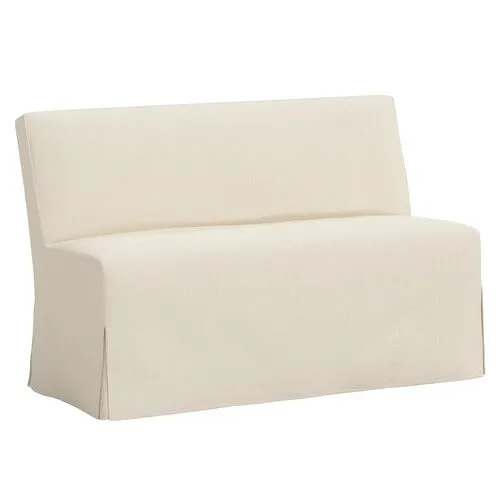 Lindy Slipcover Dining Banquette - Linen - Ivory