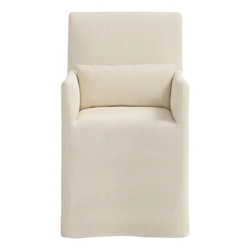 Lindy Slipcover Dining Arm Chair - Linen - Ivory