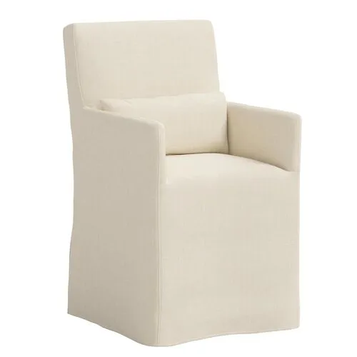 Lindy Slipcover Dining Arm Chair - Linen - Ivory