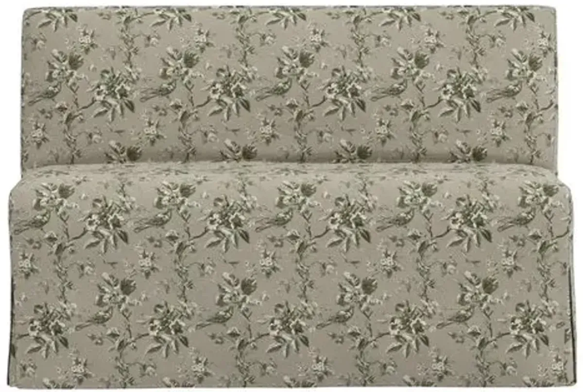 Lindy Slipcover Dining Banquette - Michigan Bird Toile - Green