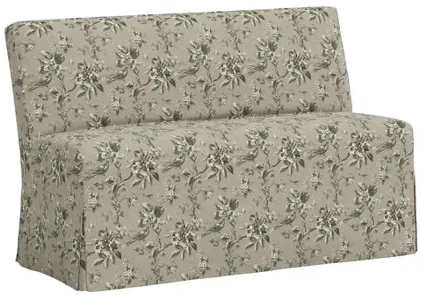 Lindy Slipcover Dining Banquette - Michigan Bird Toile - Green