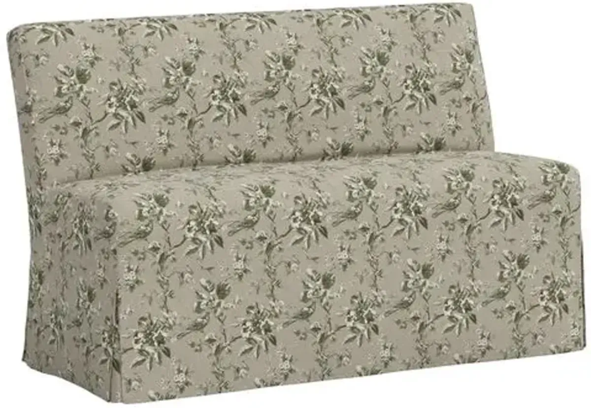 Lindy Slipcover Dining Banquette - Michigan Bird Toile - Green