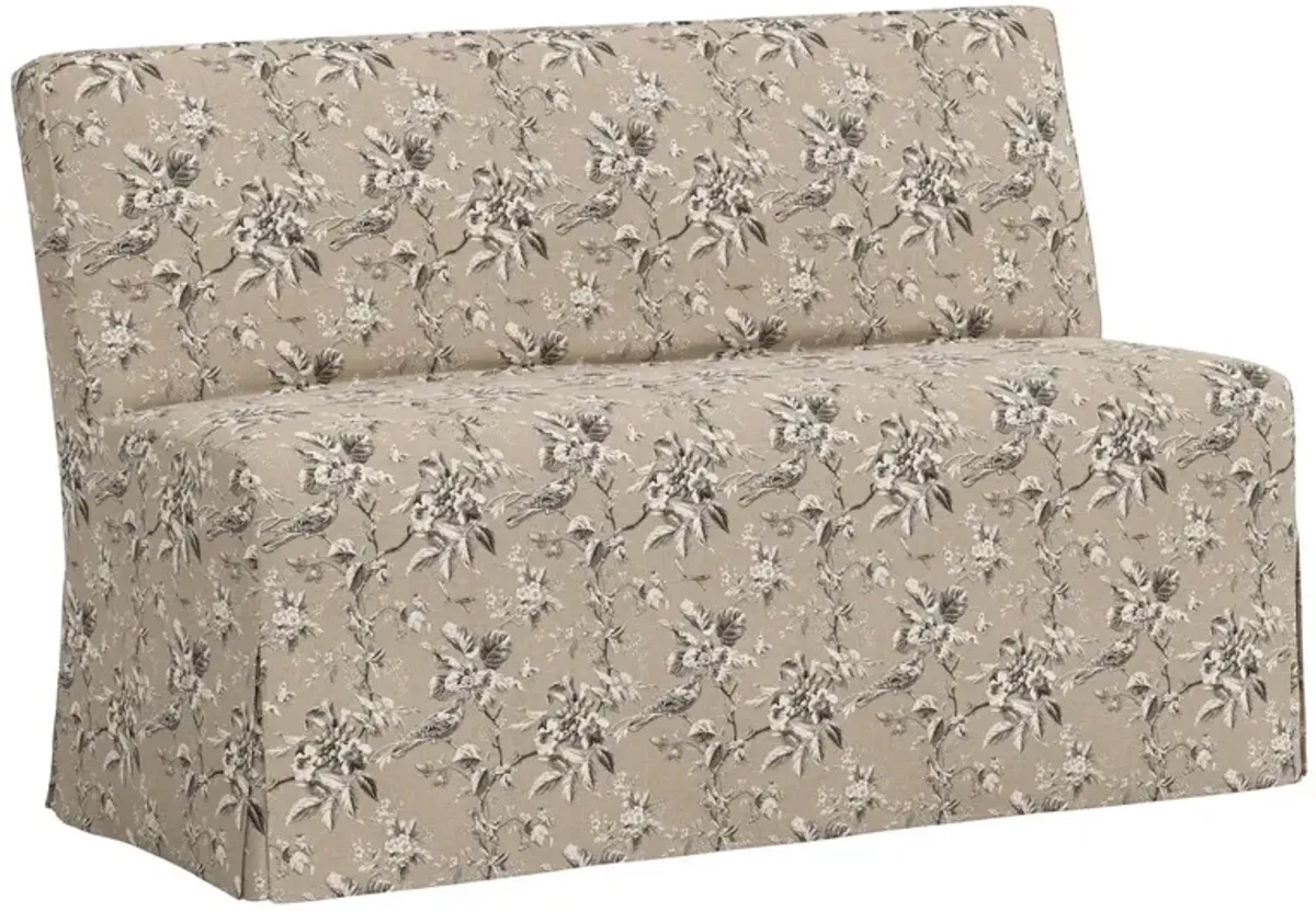 Lindy Slipcover Dining Banquette, Michigan Bird Toile
