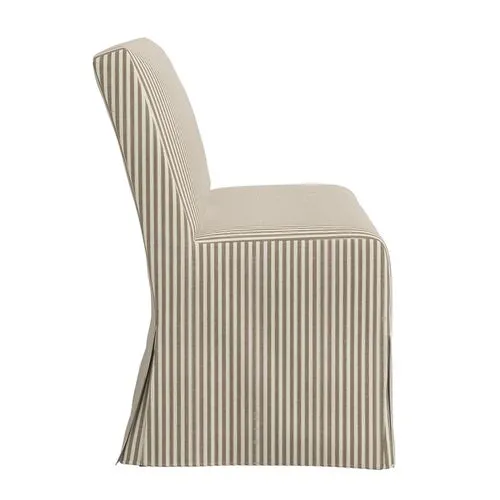 Lindy Slipcover Dining Banquette - Jane Stripe - Brown