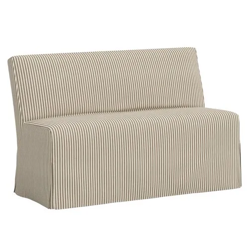 Lindy Slipcover Dining Banquette - Jane Stripe - Brown