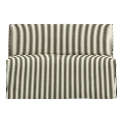 Lindy Slipcover Dining Banquette - Jane Stripe - Green